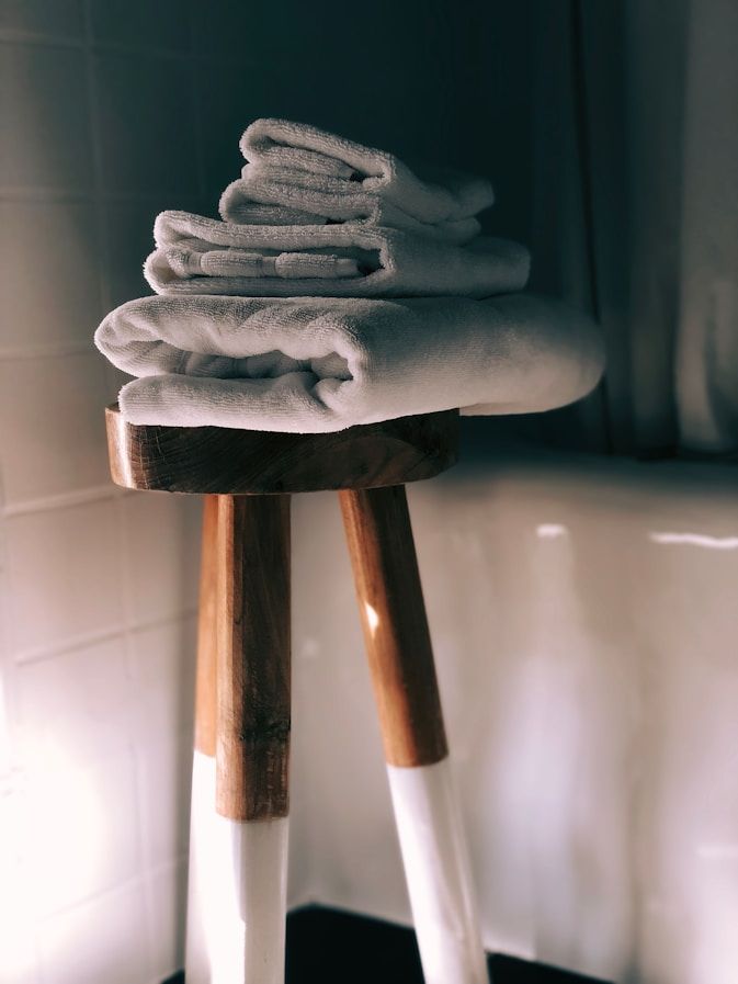 towels on a small table